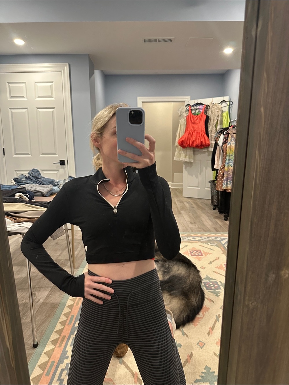 Vuori- Black Half-Zip Mock Neck Cropped Pullover - Picture 2 of 2